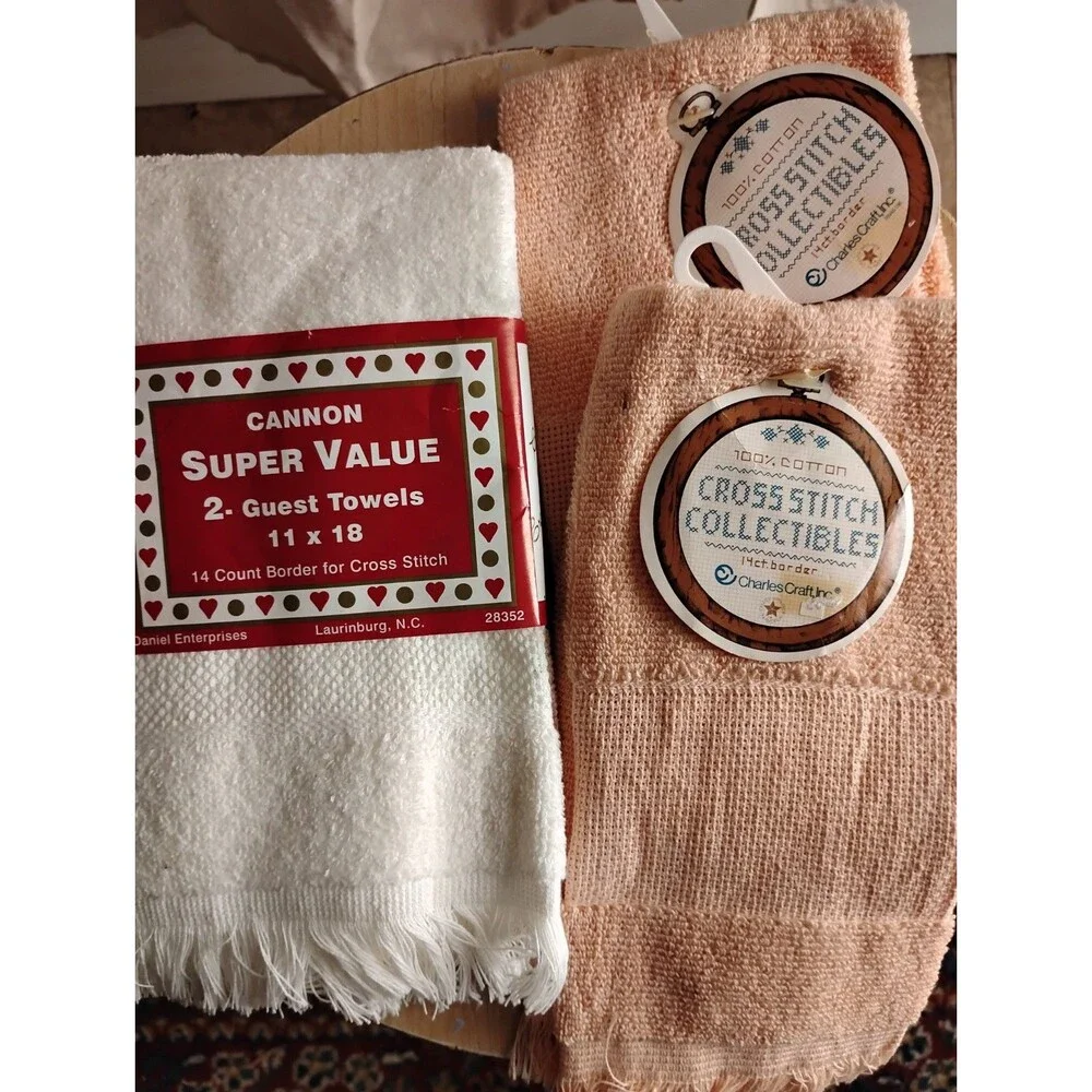 Vintage New Bundle Cannon Value and Cross Stitch Collectibles Guest Towels